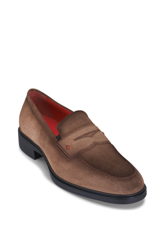 Santoni Easy Brown Suede Loafer