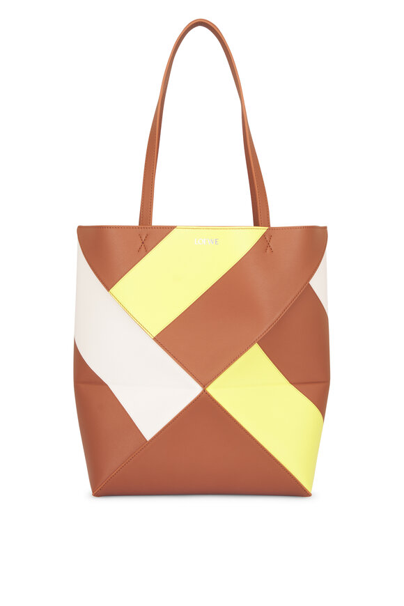 Loewe Medium Puzzle Fold Tan Multi Leather Tote - view 1