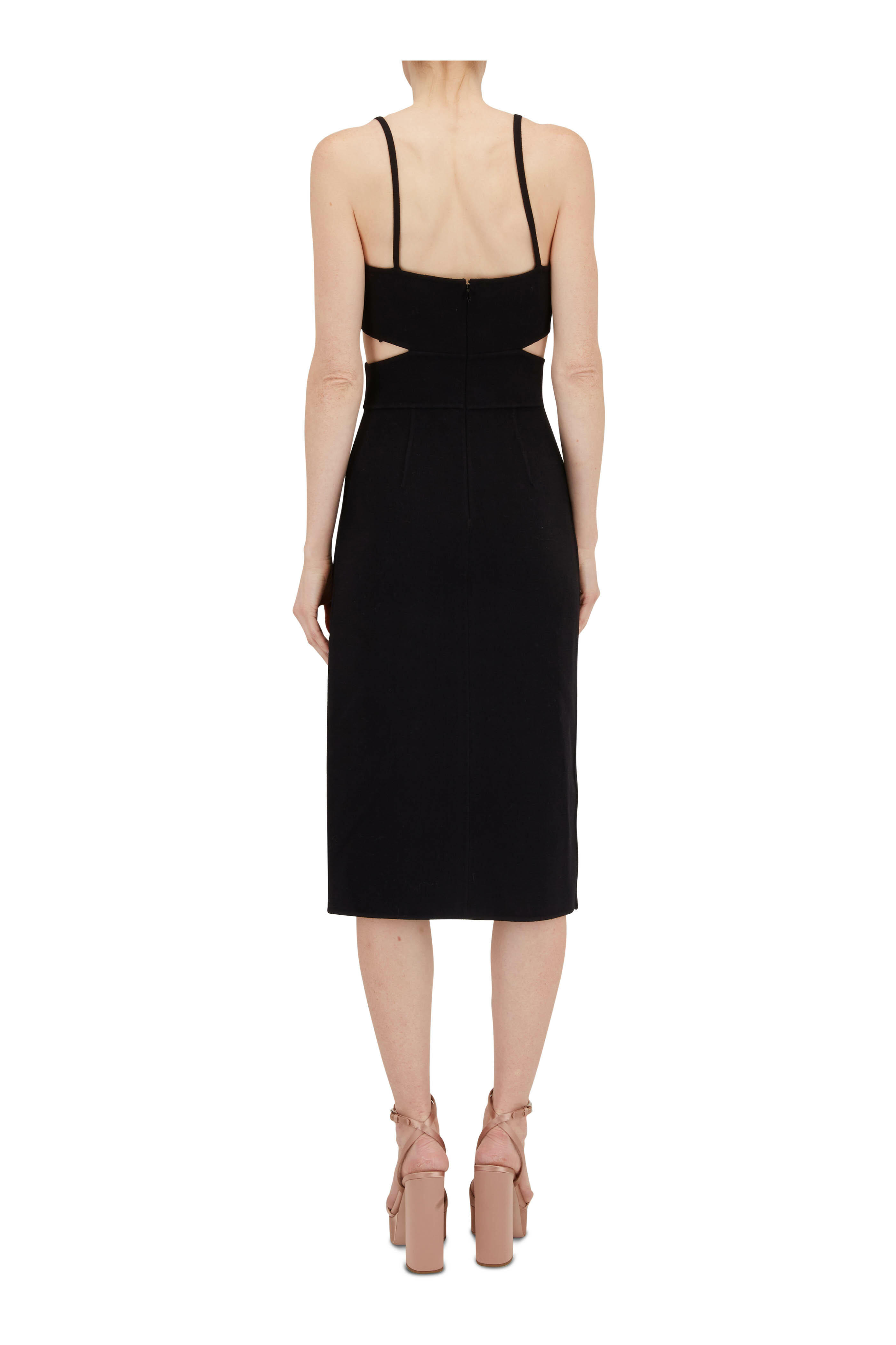 Michael Kors Collection - Black Wool Crepe Sheath Cut-Out Dress