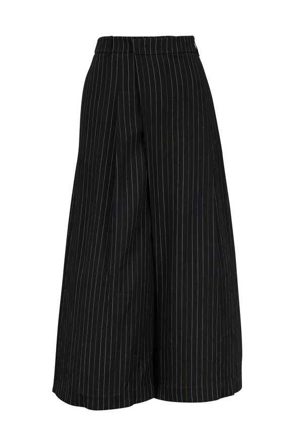 Vince - Black & Taupe Bar-Striped Culottes