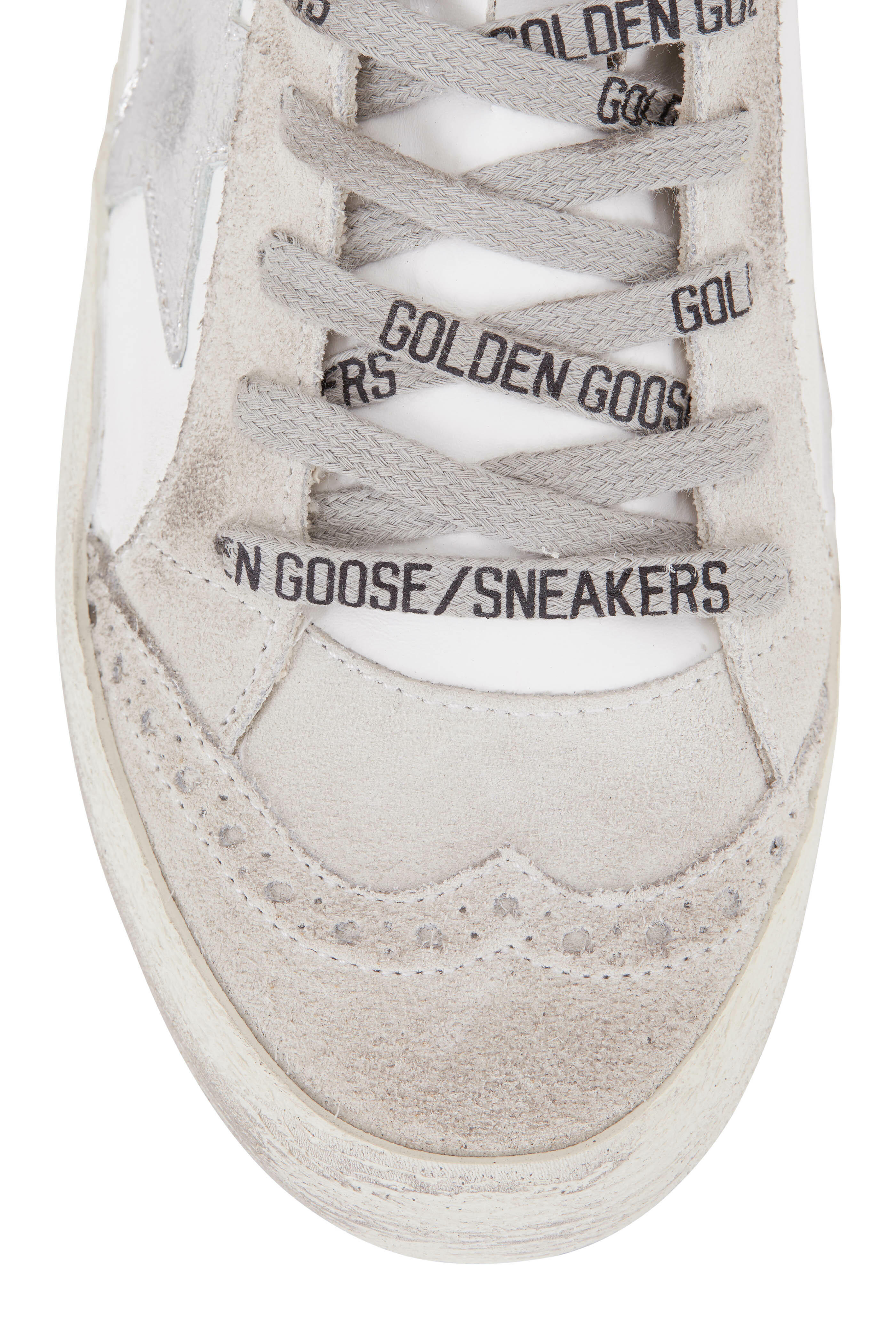 Golden Goose - Midstar White Leather & Silver Star Sneaker