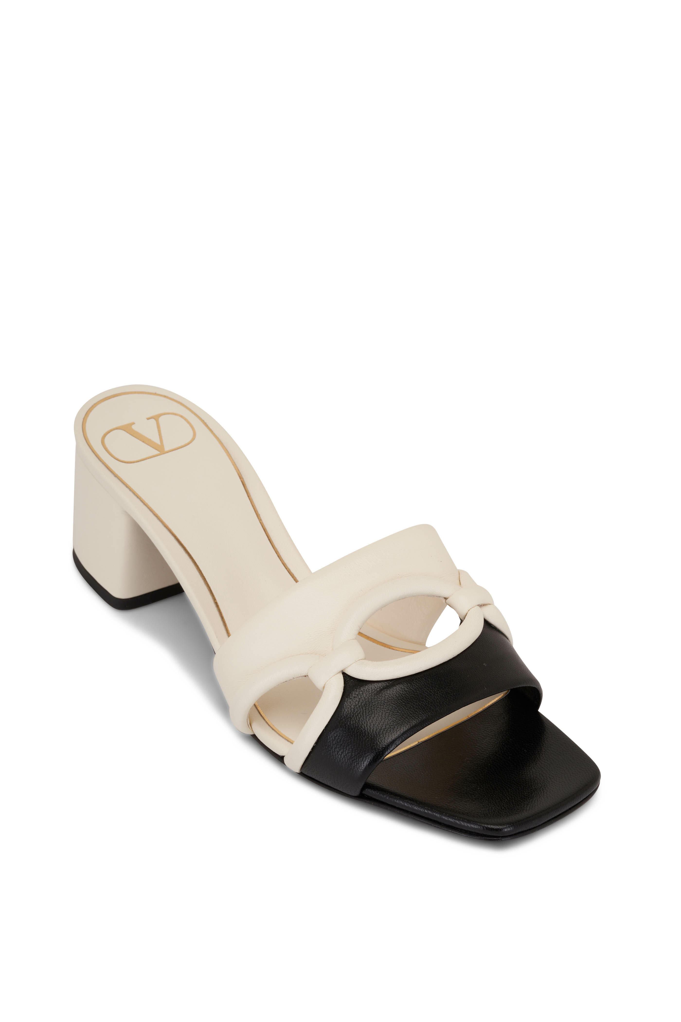 Valentino Garavani - Ivory Patent Leather Maxi Stud Mule, 70mm
