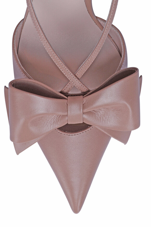 Valentino Garavani Bowbow Rose Cannelle Leather Slingback Pump - view 4