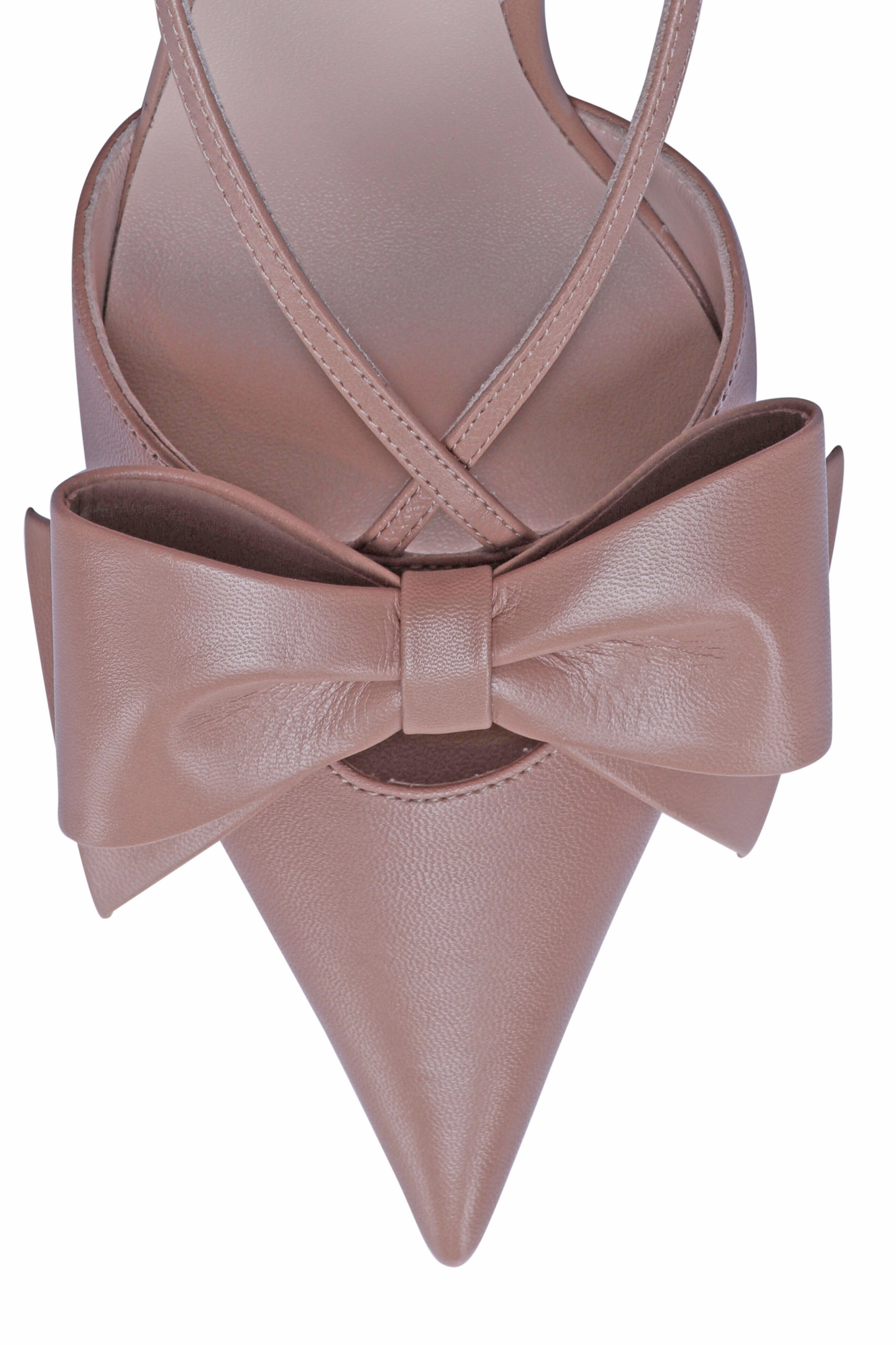 Valentino Garavani - Bowbow Rose Cannelle Leather Slingback Pump