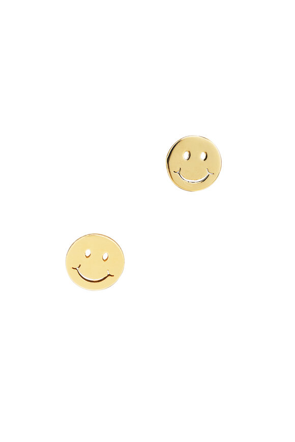 Sydney Evan 14k Yellow Gold Happy Face Studs