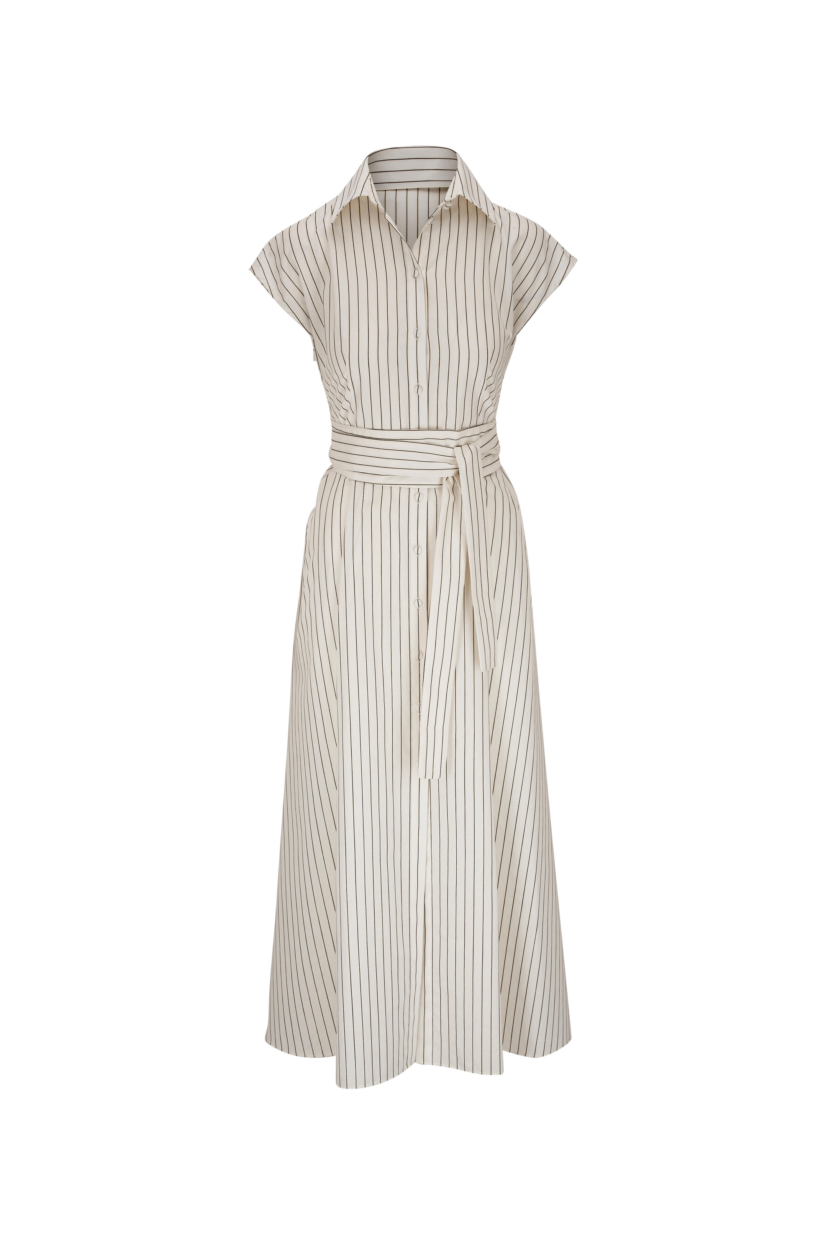 Adam Lippes - Dejeuner Black & Ivory Stripe Shirt Dress