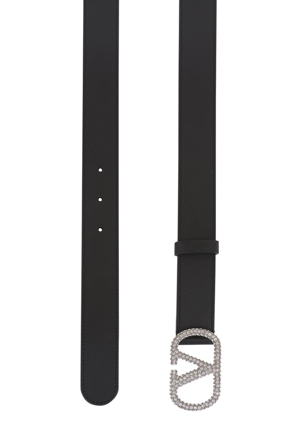 Valentino Garavani Vlogo Black Crystal Embellished Belt, 30mm - view 2