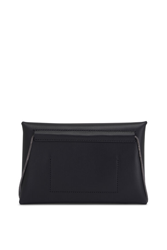 Brunello Cucinelli - Black Envelope Leather Crossbody Bag 