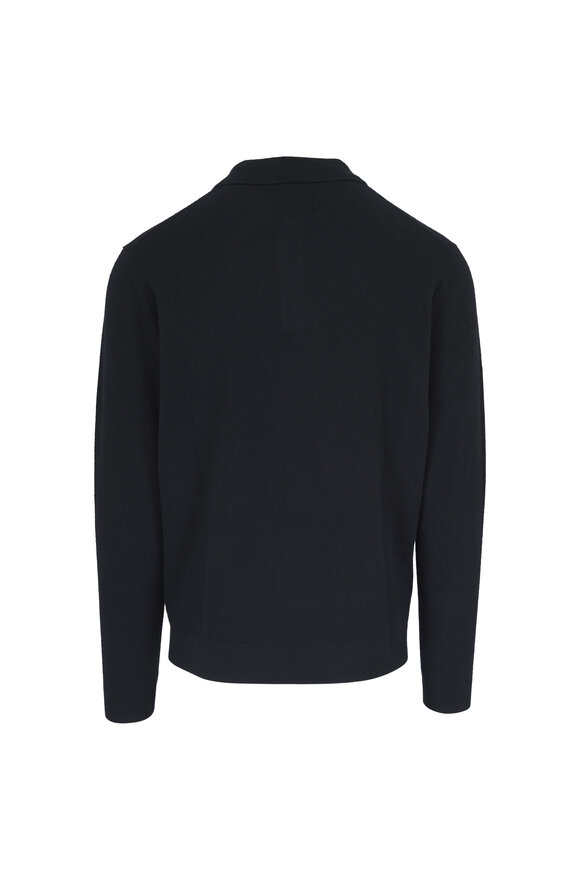Kinross Black Cashmere Long Sleeve Polo - view 2