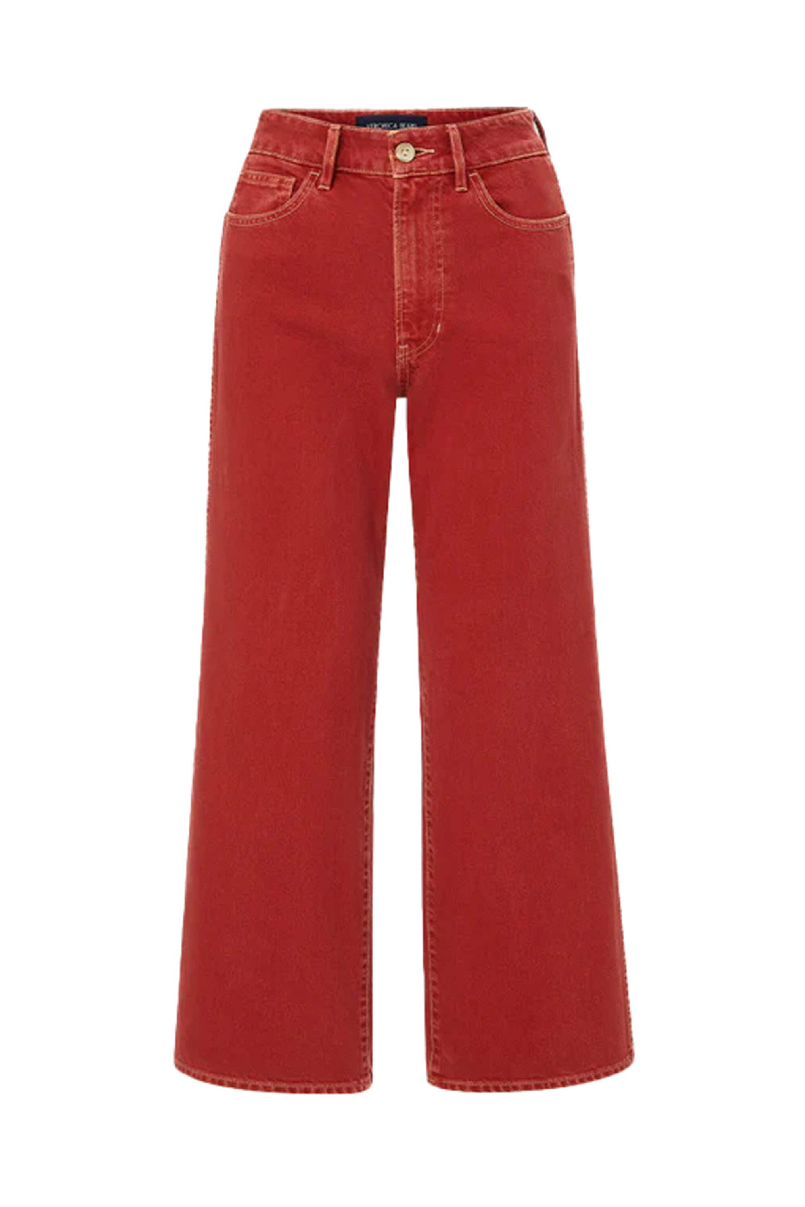 Veronica Beard - High Rise Taylor Wide Leg Crop Jean in Brick Red