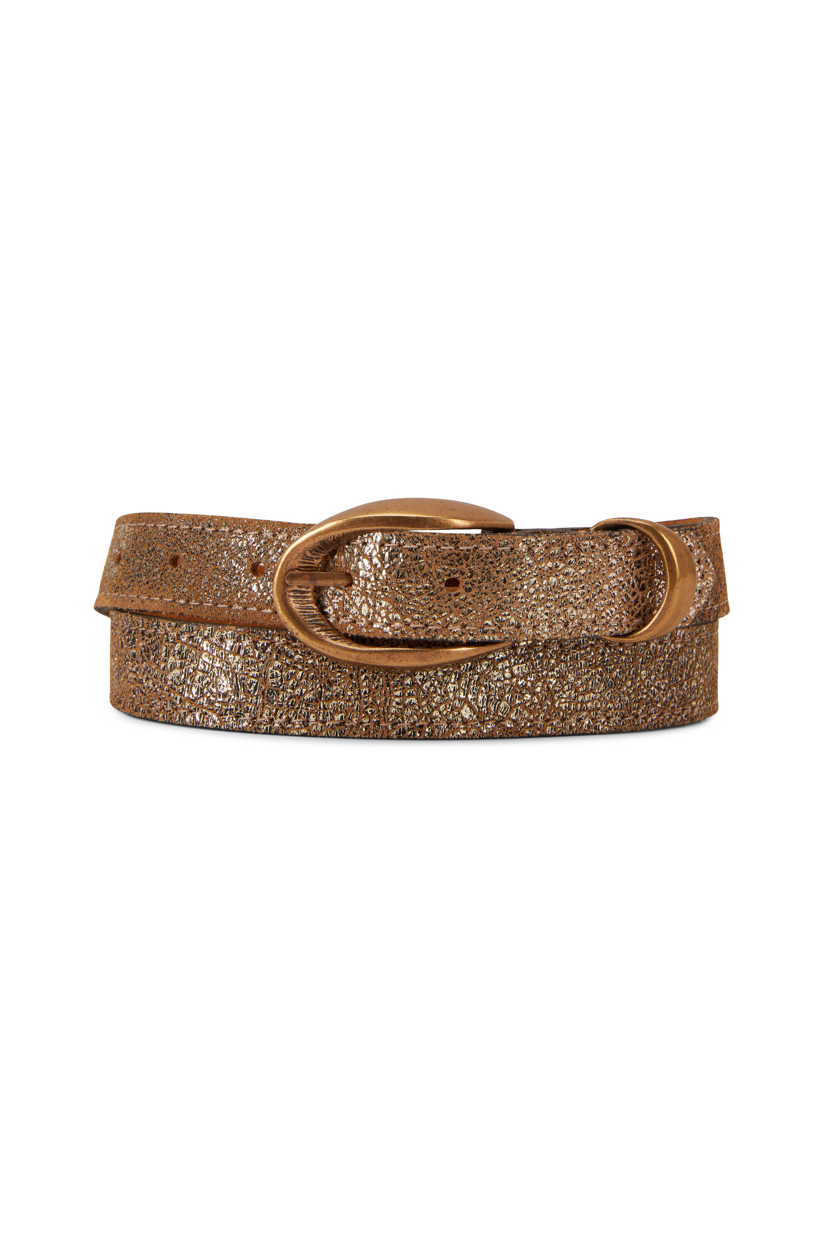 Kim White - Gold Etched Leather Antique Buckle Belt