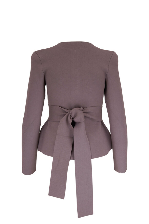 Scanlan Theodore - Taupe Crepe Knit Curved Hem Jacket 