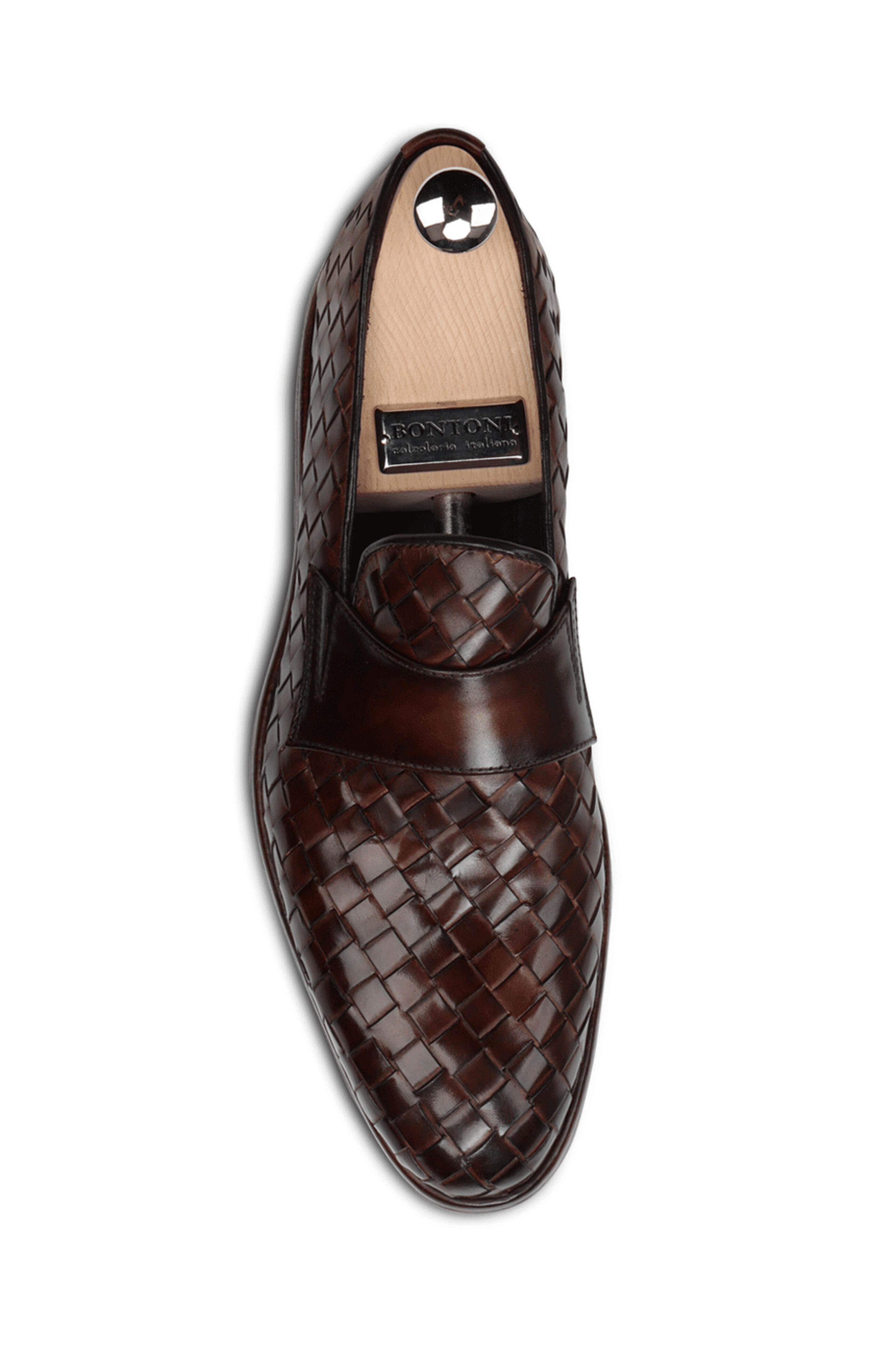 Bontoni - Attraente Medium Chocolate Woven Leather Loafer
