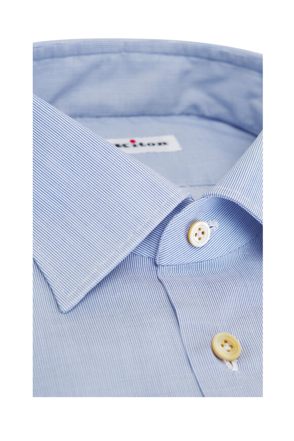 Kiton - Blue Stripe Cotton Dress Shirt