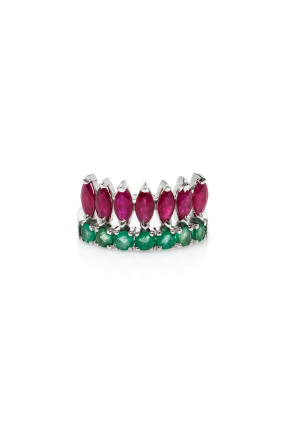 Carolina Neves Ruby & Emerald Crown Ring