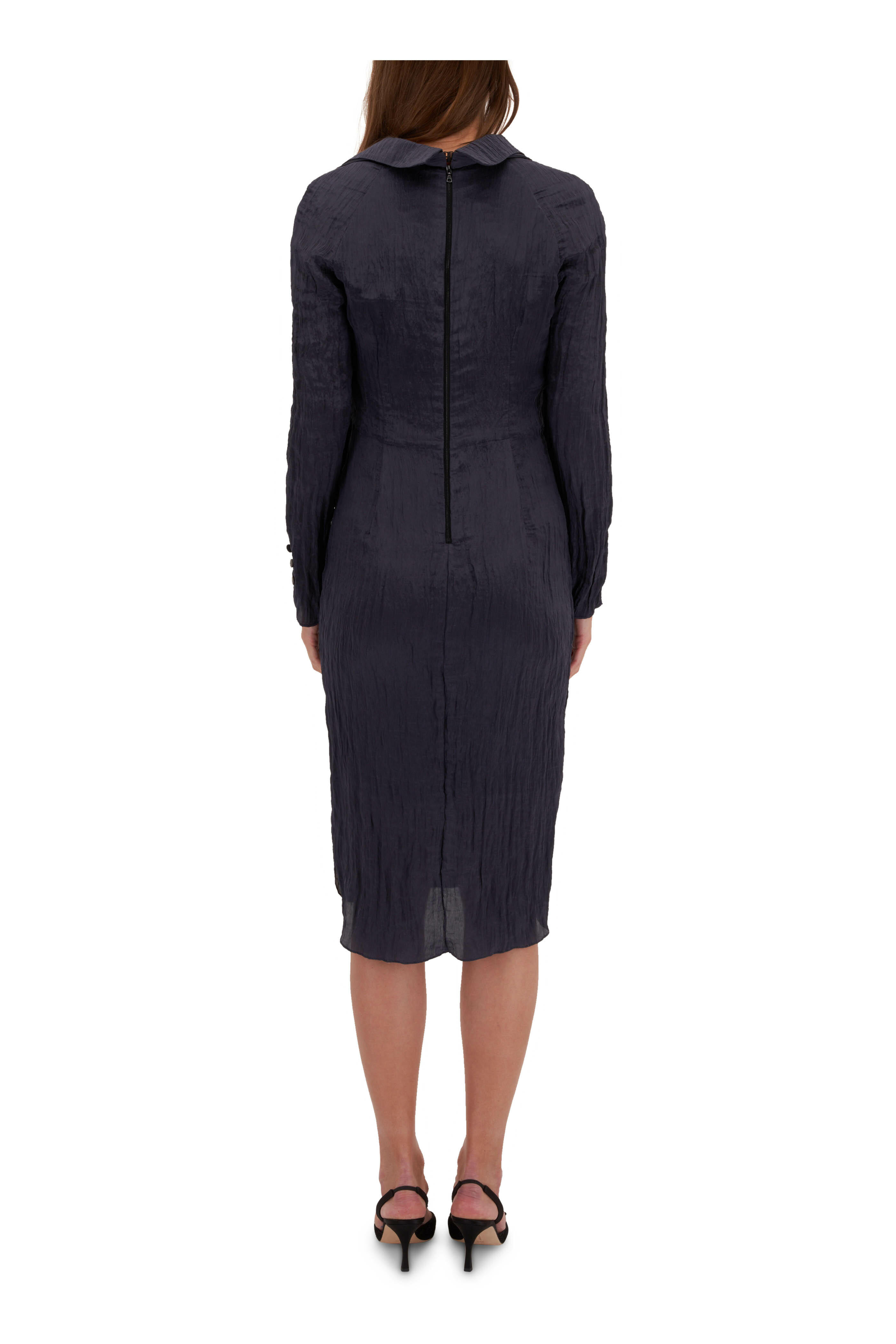 KZ_K Studio Brise Soleil Navy Crinkle Tech Satin Dress