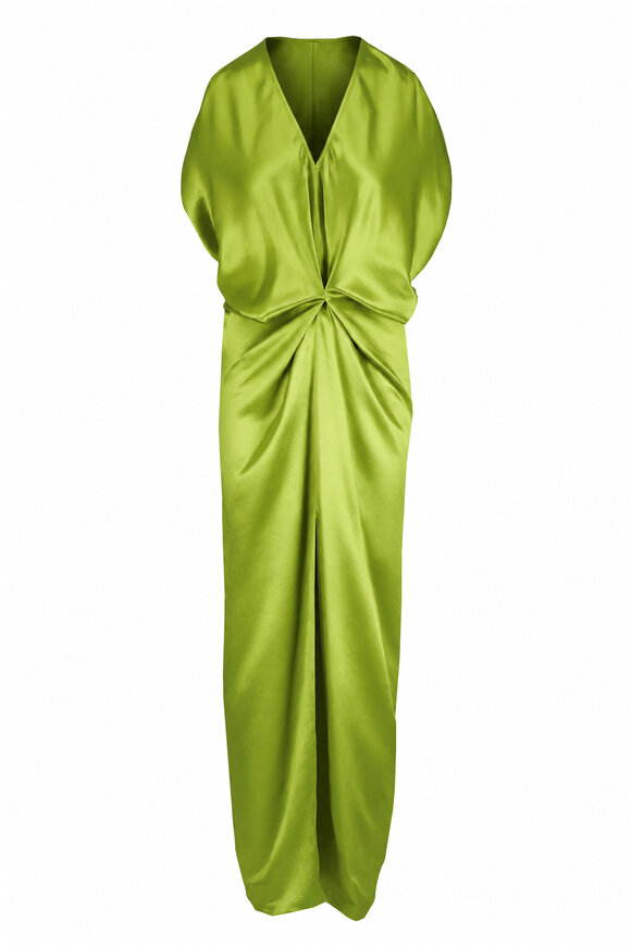 Zero + Maria Cornejo Long Miu Matcha Green Shiny Draped Dress - view 1