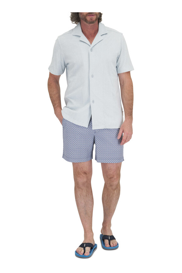 Orlebar Brown - Howell Sky Blue Short Sleeve Toweling Button Down 