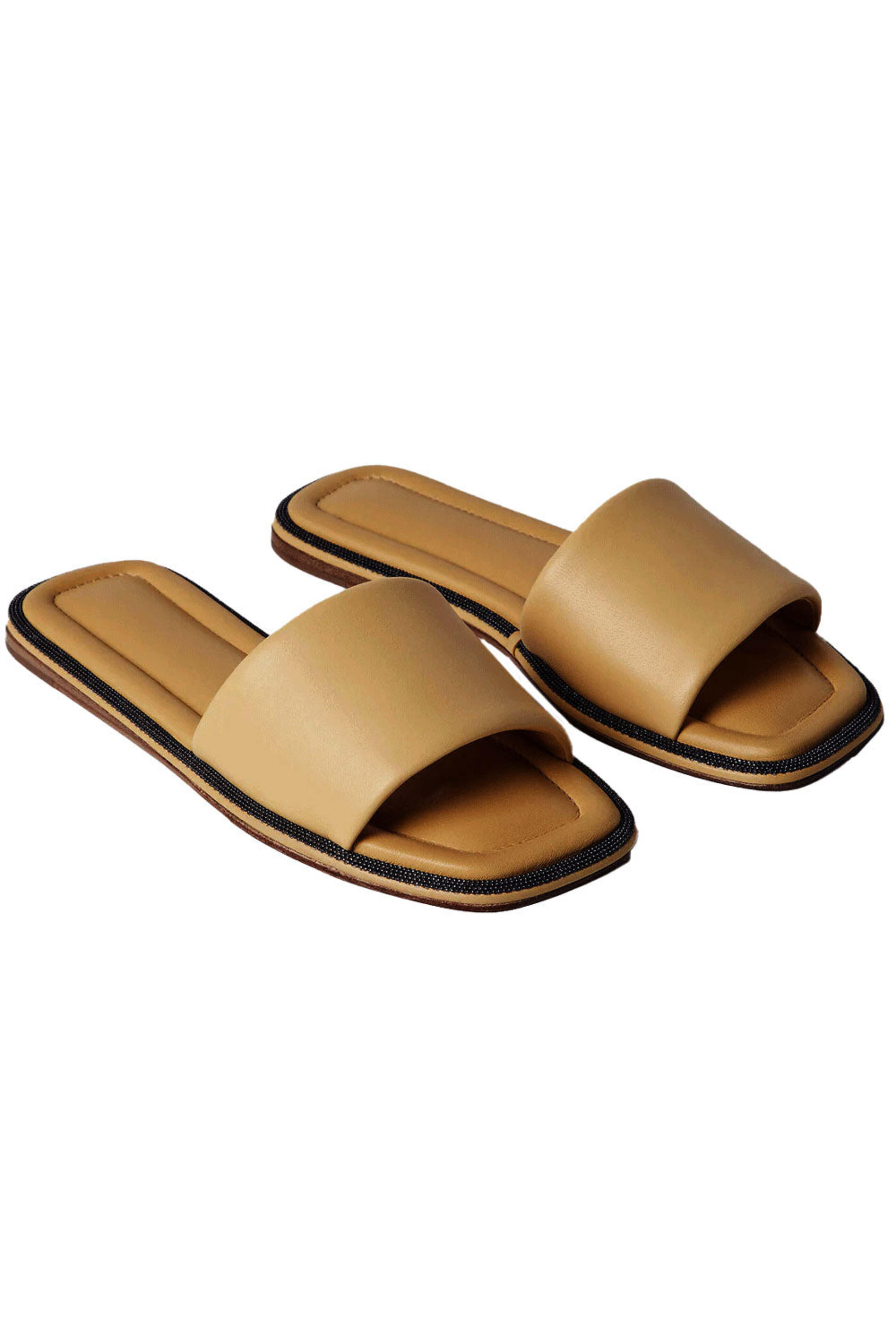 Brunello Cucinelli - Padded Leather Slide With Monili Trim