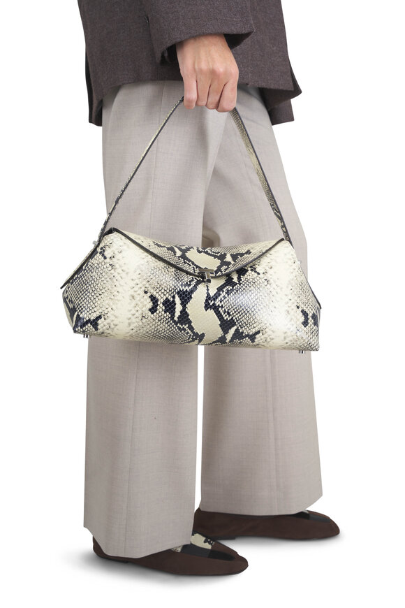 Totême T-Lock Natural Embossed Leather Shoulder Bag - view 2