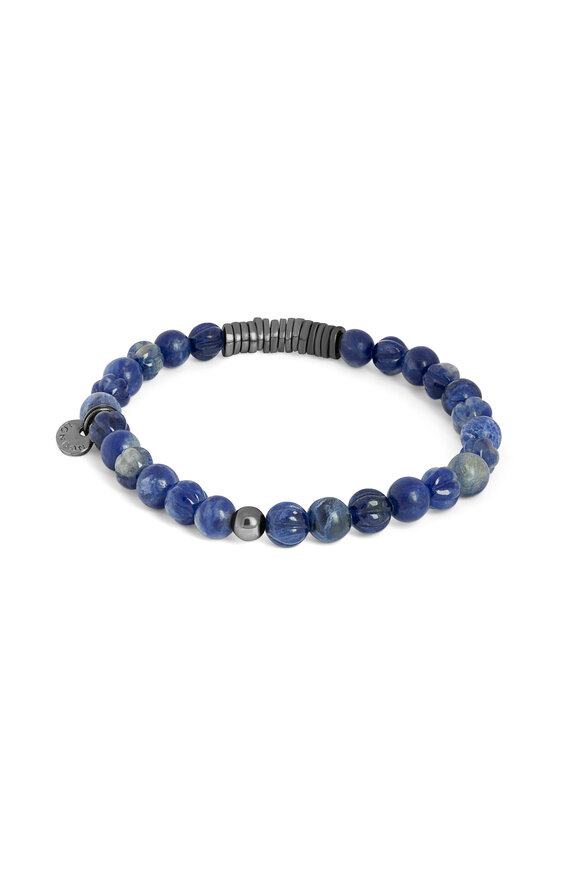 Tateossian - Sodalite & Black Rhodium Disc Stretch Bracelet