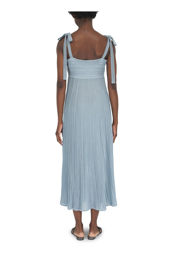 Zimmermann - Waverly Metallic Light Blue Tie Shoulder Dress