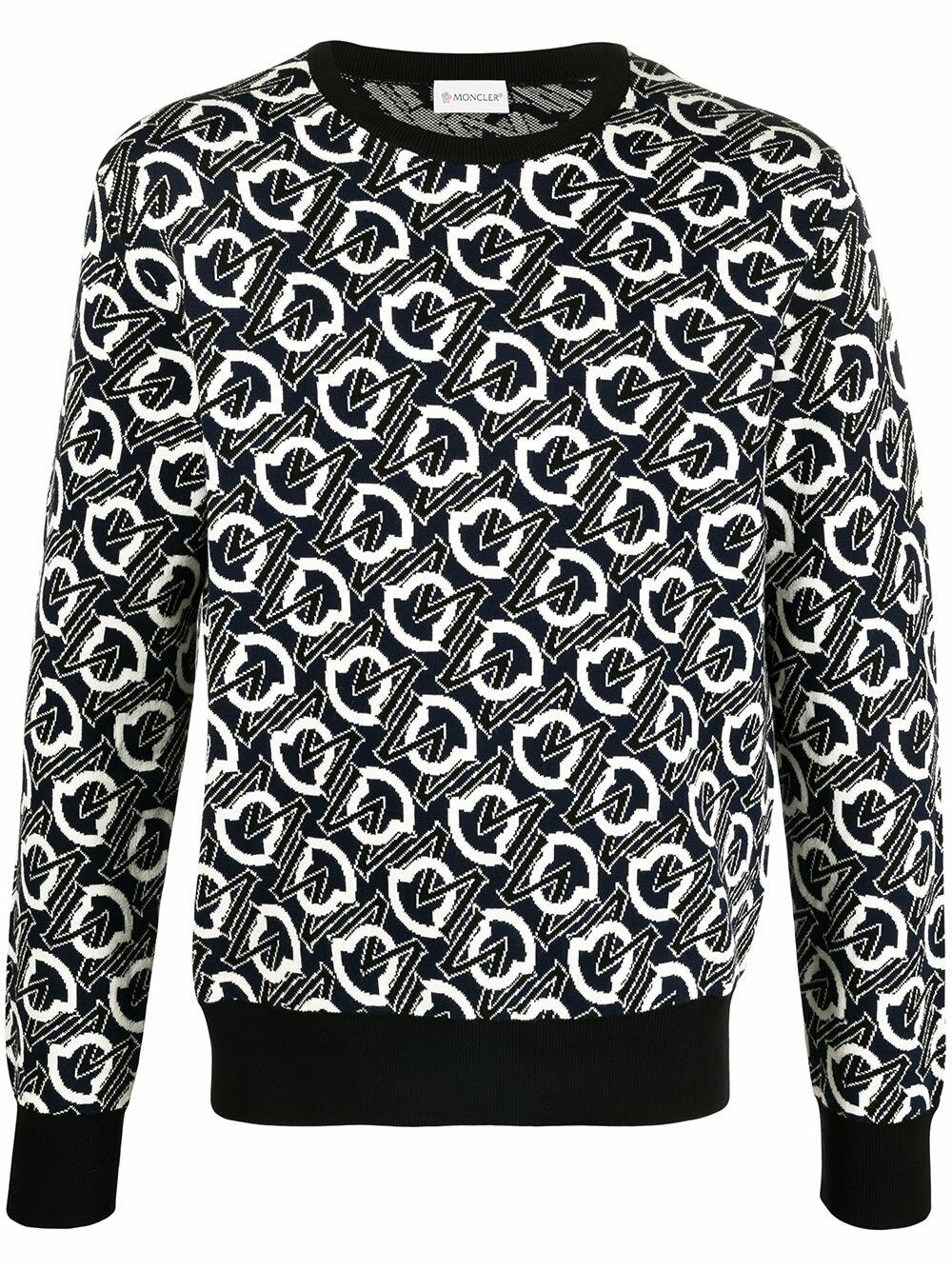 Moncler - Black Logo Jacquard Sweater | Mitchell Stores