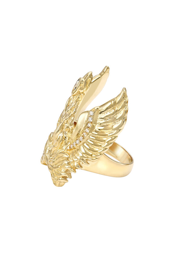 Dru 14k Yellow Gold Phoenix Ring - view 2