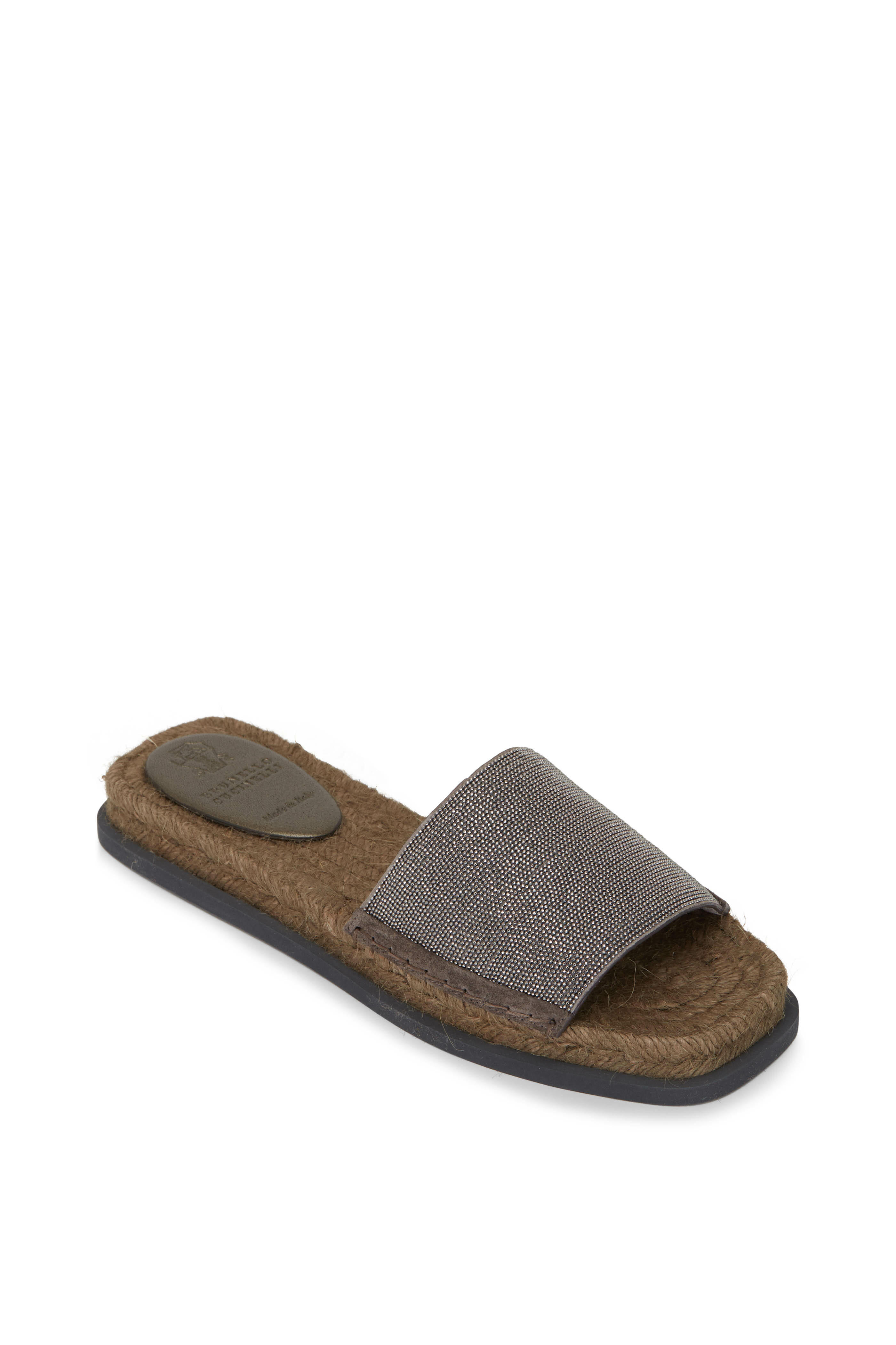 【関税&送料込】Brunello Cucinelli Precious Taupe Slides In Brunello Cucinelli Precious Taupe Slides in Suede | TheDoubleF