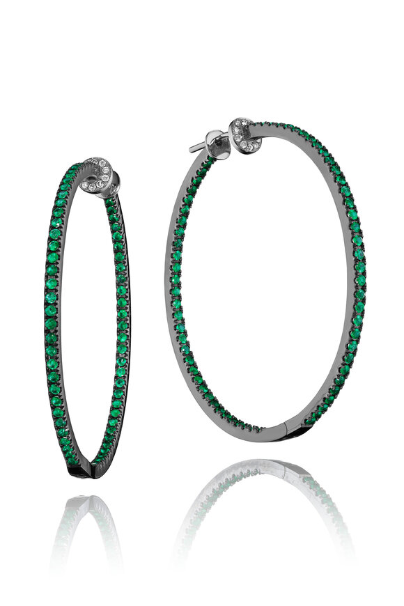 Nam Cho Emerald Pavé Signature Hoops