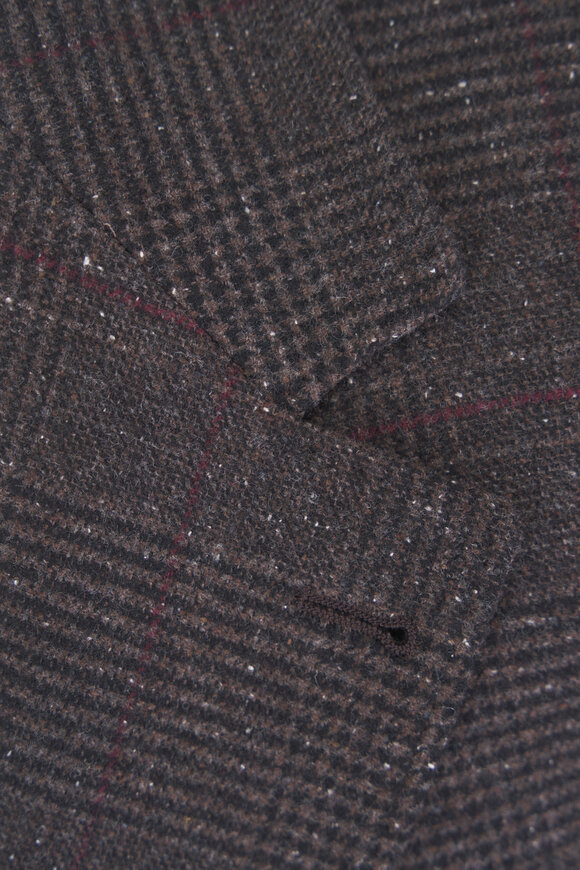 Brunello Cucinelli Dark Brown Check Silk, Wool & Cashmere Sportcoat - view 5