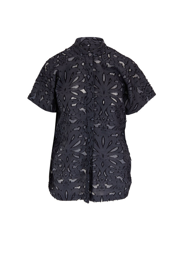 Zero + Maria Cornejo - Saban Black Damask Lace Blouse 