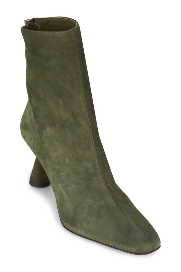 Aquazzura Amore Hunter Green Suede Bootie, 75mm - view 1