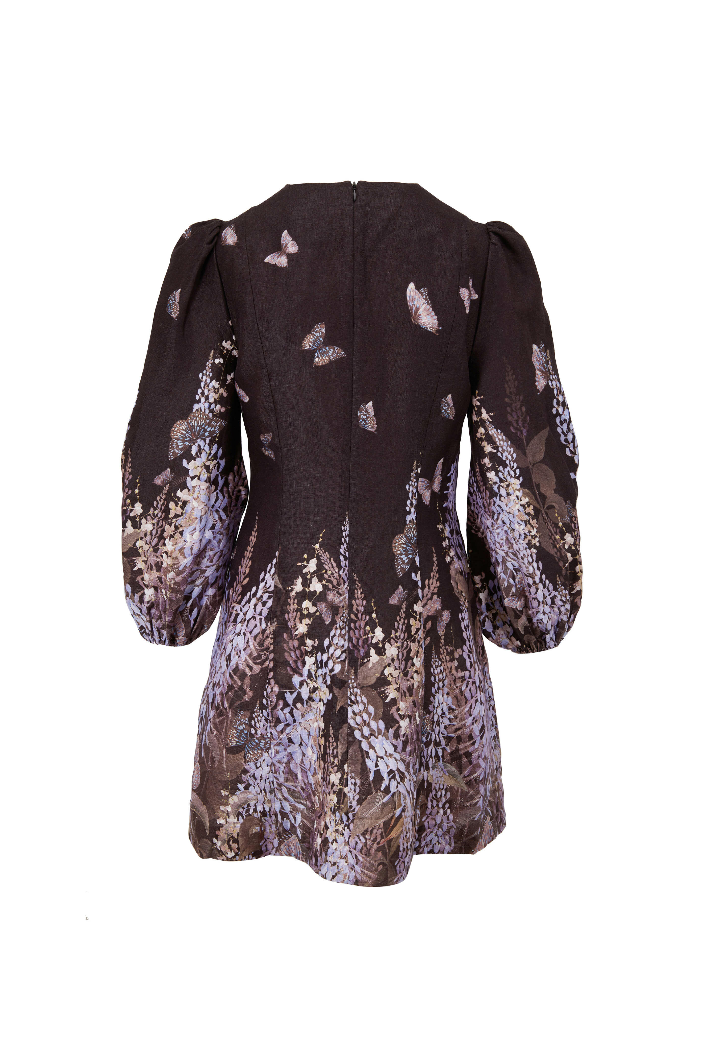 Zimmermann - Botanica Black Lavender Tea Butterfly Mini Dress