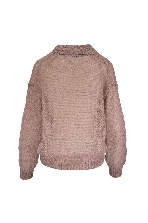 Brunello Cucinelli Mauve Lofty V-Neck Sweater - view 3