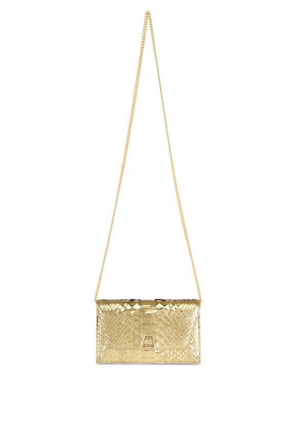 Akris Small Anouk Gold Leather Envelope Clutch - view 1