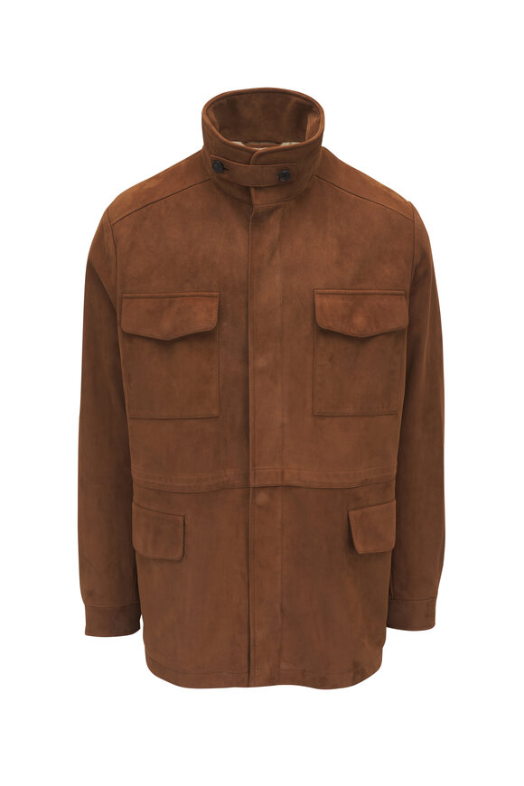 レザージャケット・コート TOM FORD FW25 Tom Ford Jackets Brown (CSF683 FUL024KB396) Tom Ford - Mocha Suede Jacket | Mitchell Stores