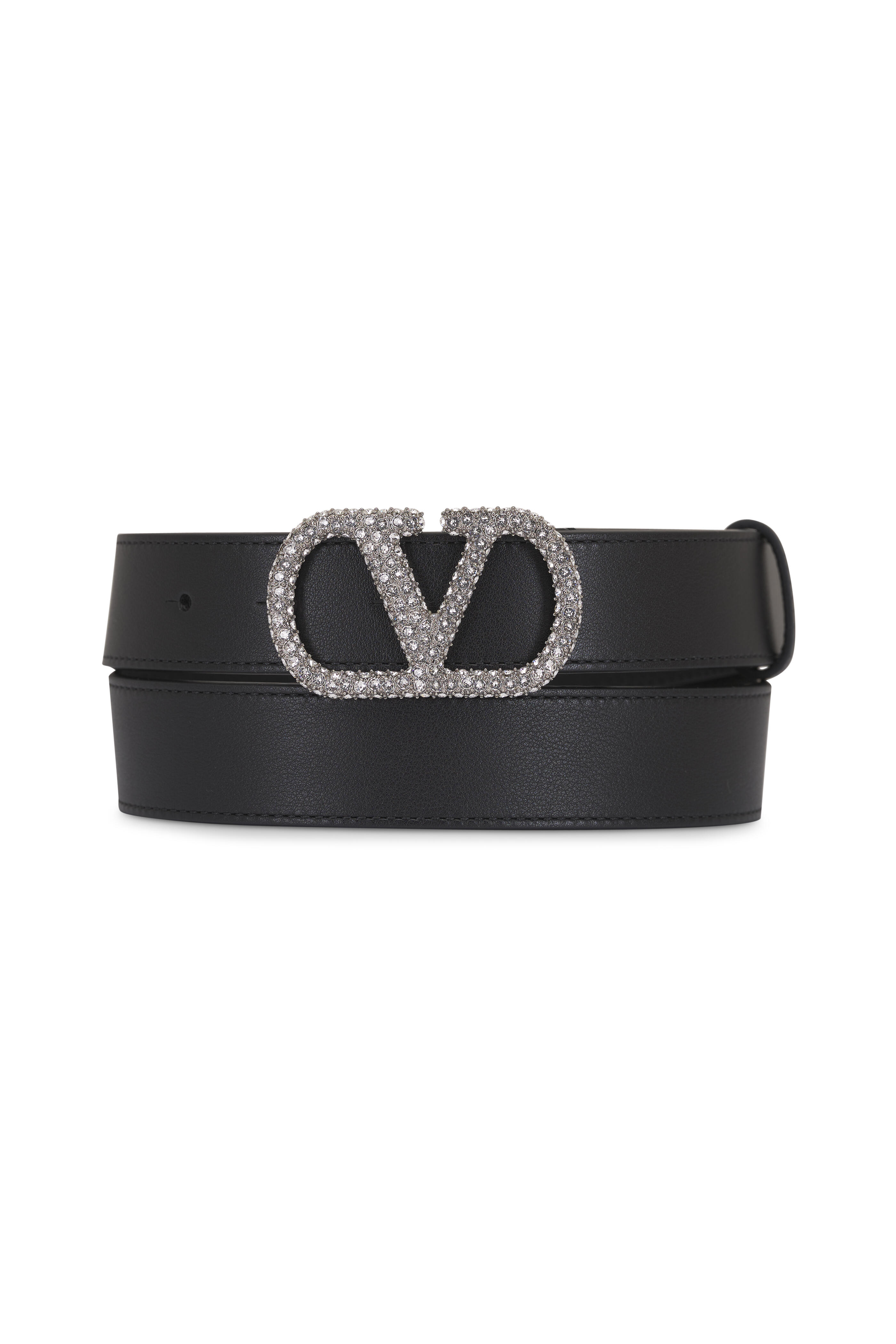 Valentino Garavani - Vlogo Black Crystal Embellished Belt, 30mm