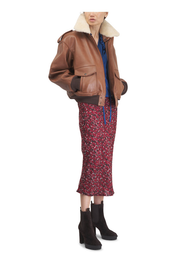 Saint Laurent Aviator Terracotta Leather Jacket - view 2