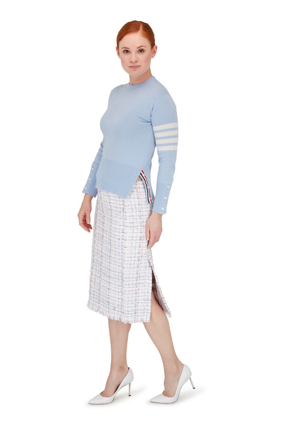 Thom Browne - White Oxford Ribbon Tweed Low-Rise Pencil Skirt