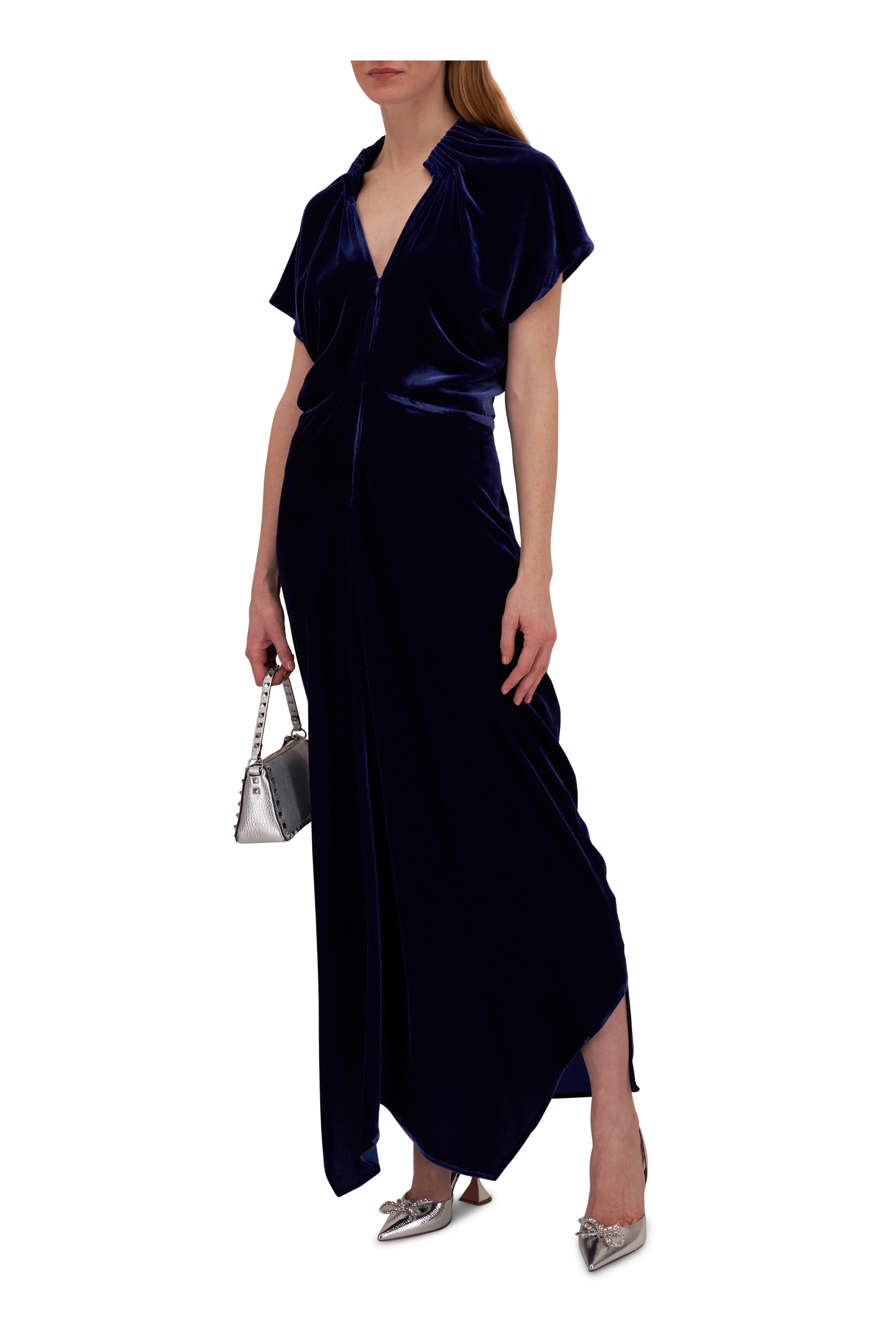 Zero + Maria Cornejo - Stella Royal Blue Lux Velvet Ruched Dress