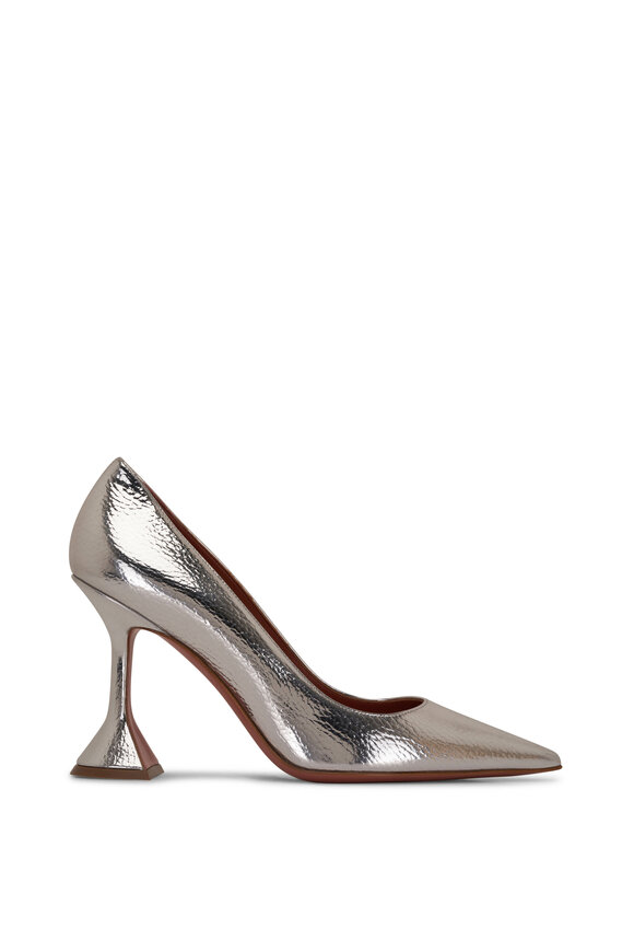 Amina Muaddi - Ami Silver Crushed Mirror Pump, 95mm