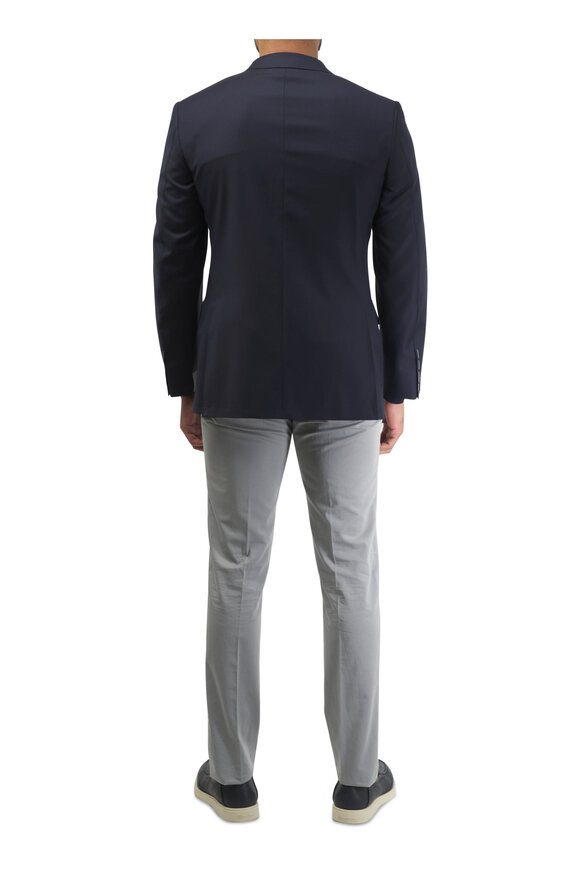 Canali - Navy Tipped Cotton Crewneck Shirt