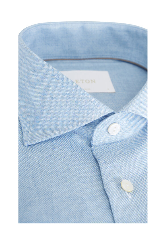 Eton Light Blue Cotton, Silk & Cashmere Dress Shirt - view 2