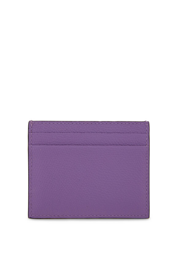 Valentino Garavani - Glicine VLogo Grainy Calfskin Leather Card Holder 