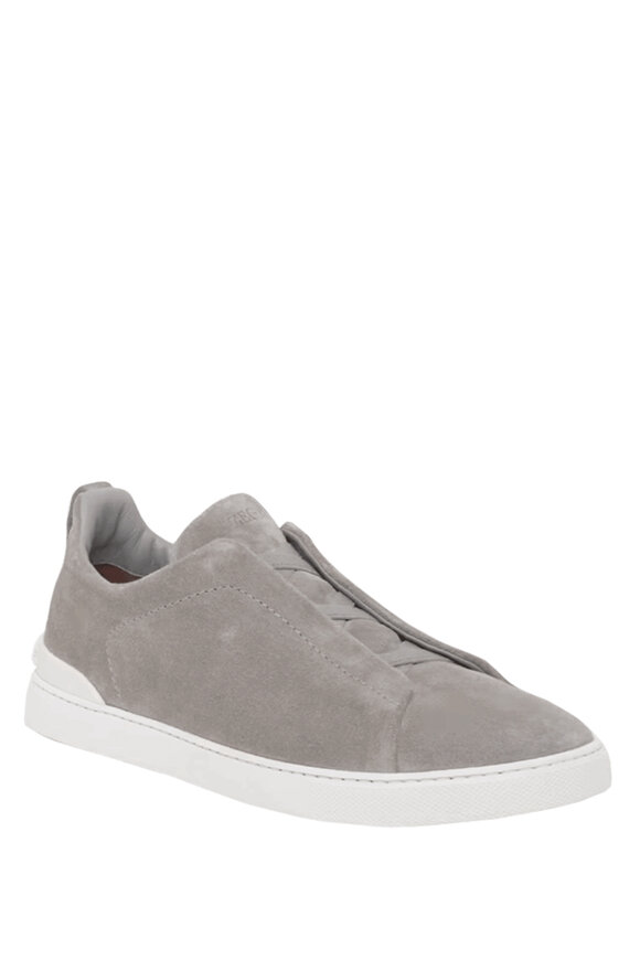 Zegna Suede Triple Stitch Sneakers in Gray