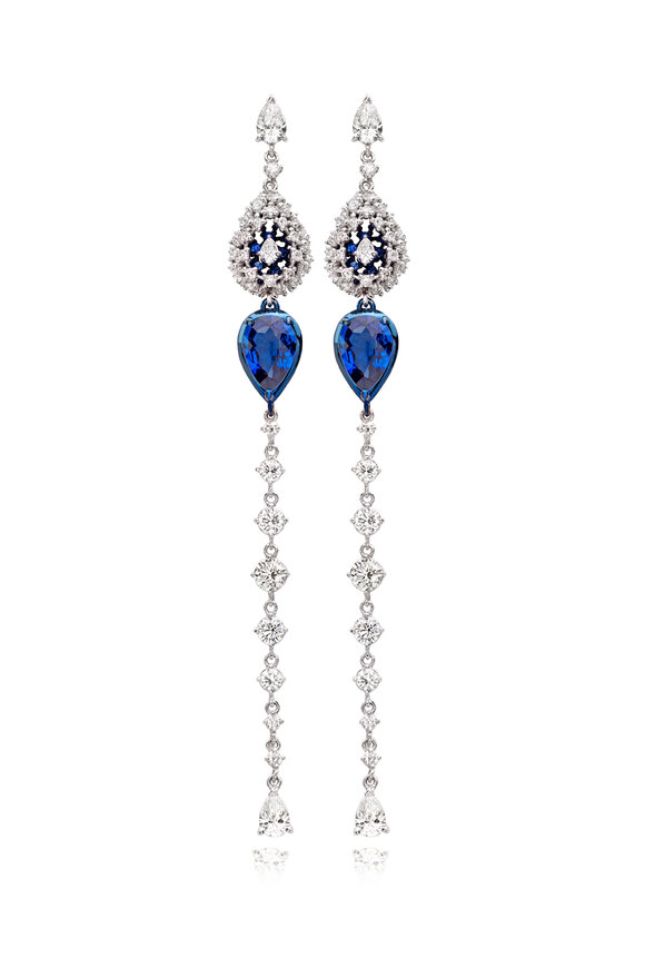 Mariani - Couture Diamond & Sapphire Cascade Earrings 