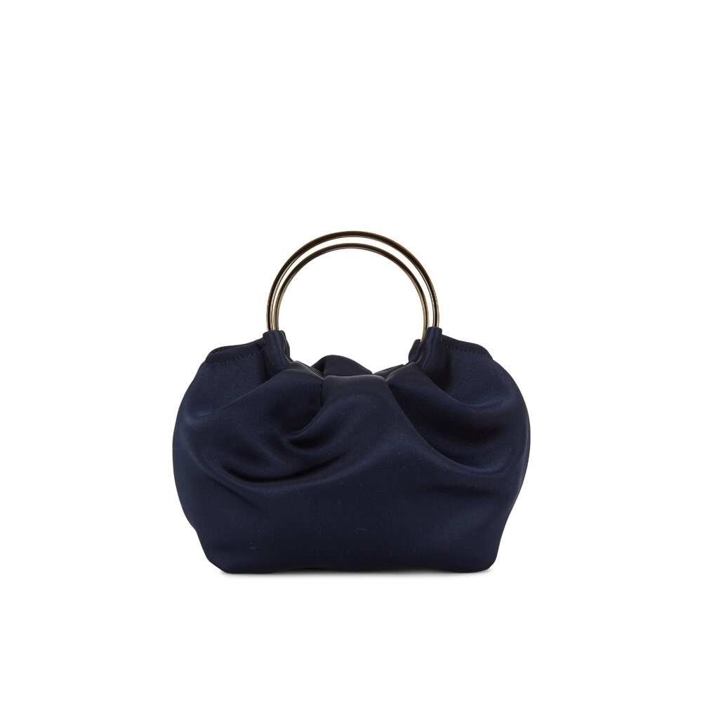 The Row - Navy Blue Satin Double Circle Micro Bag