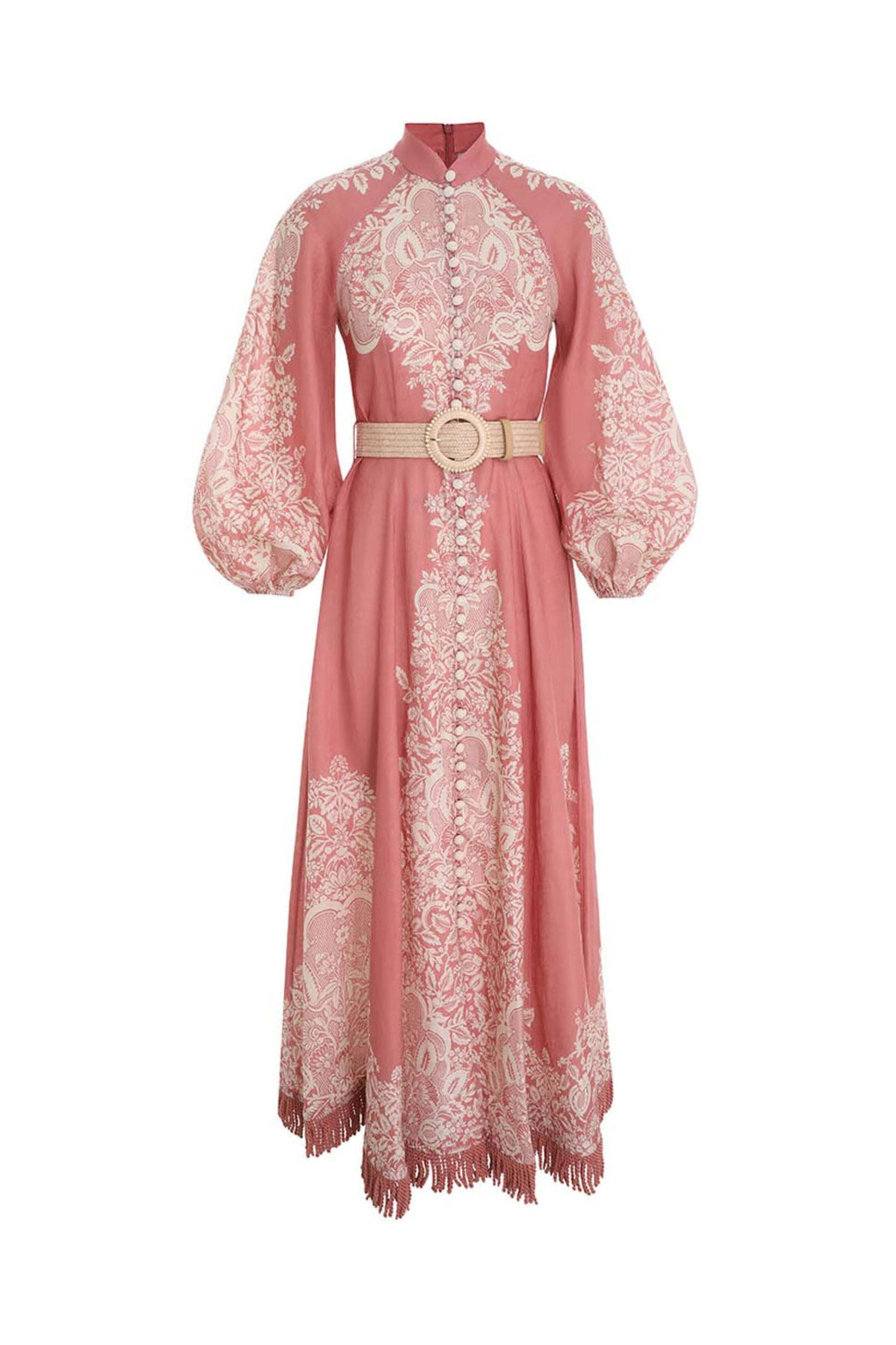 Zimmermann - Rose Floral Pattie Fringe Billow Midi Dress