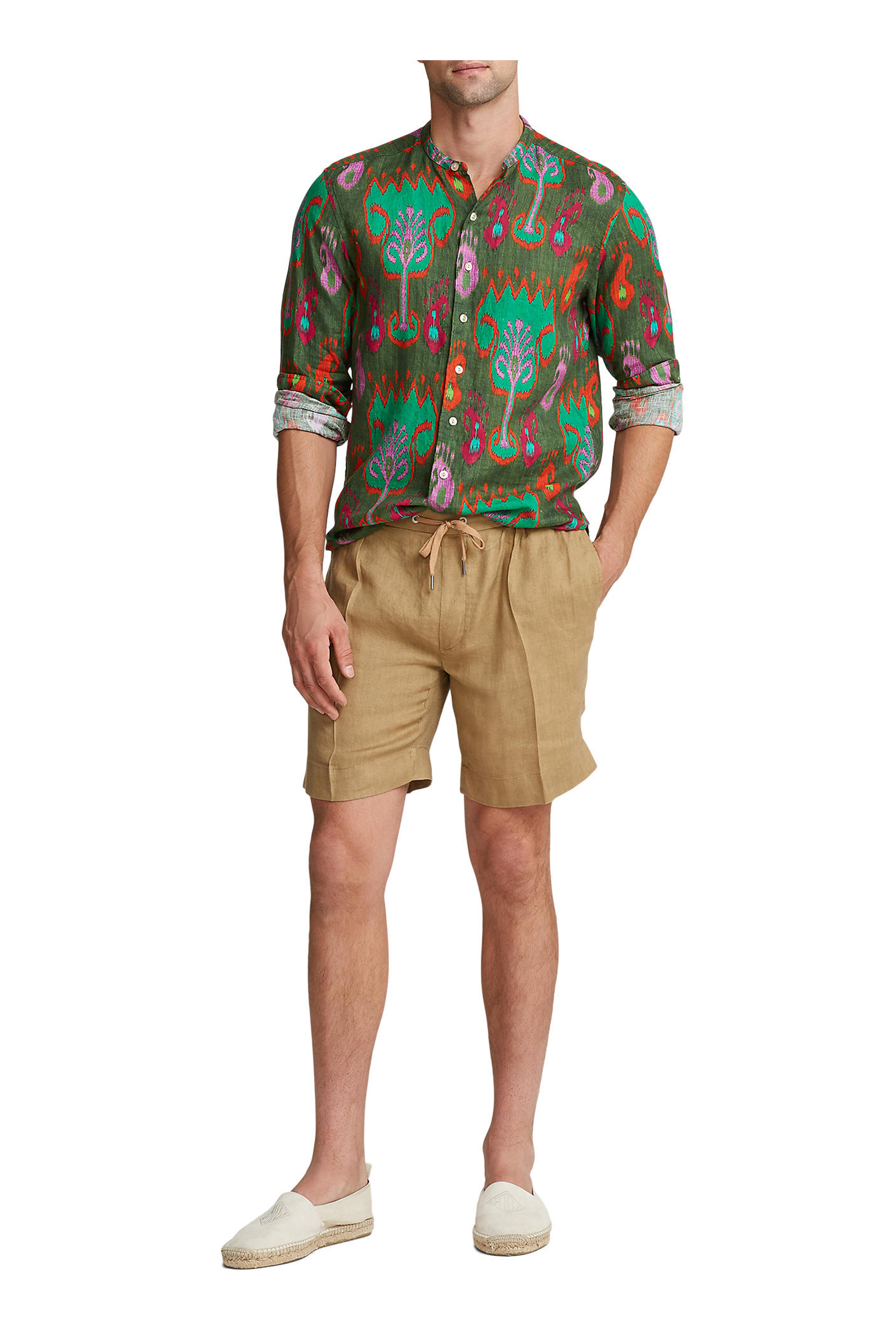 Ralph Lauren Purple Label - Regiment Khaki Textured Linen Dobby Shorts